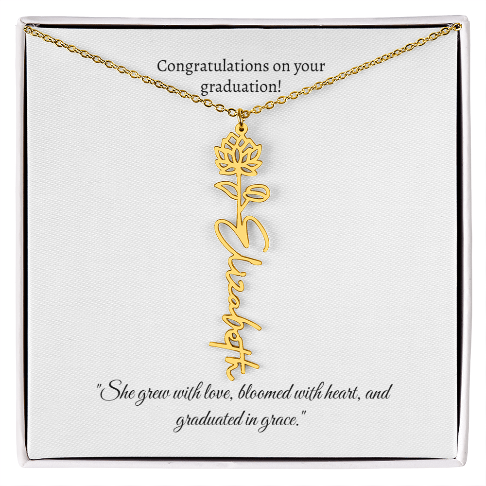 Graduation Personalized Flower Necklace.