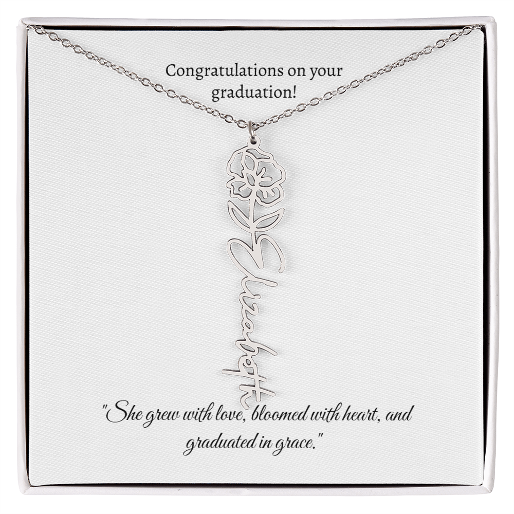 Graduation Personalized Flower Necklace.