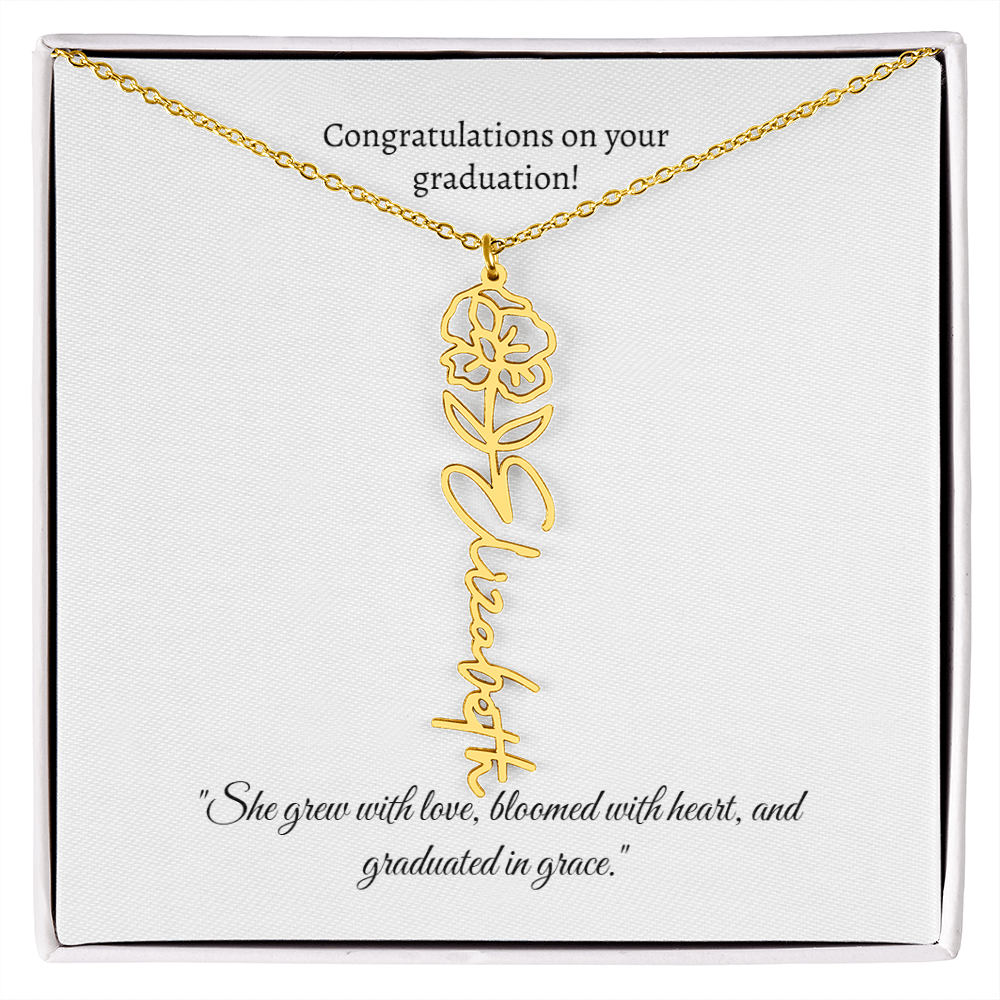 Graduation Personalized Flower Necklace.