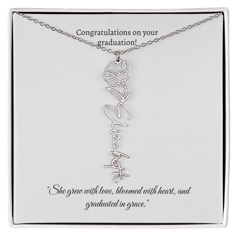 Graduation Personalized Flower Necklace.