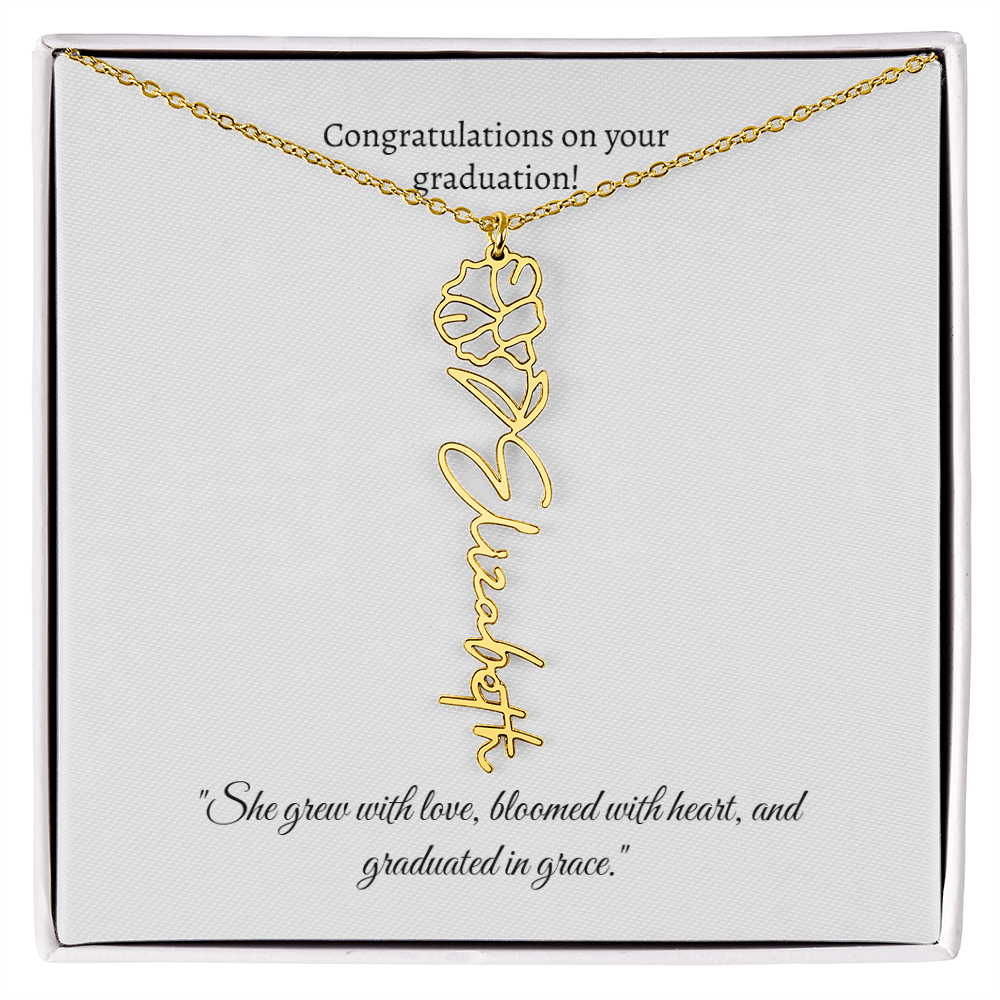 Graduation Personalized Flower Necklace.