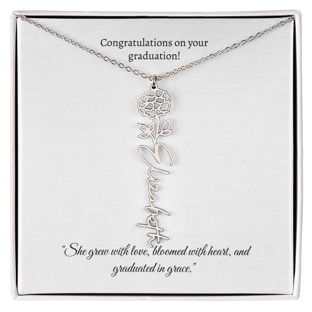 Graduation Personalized Flower Necklace.