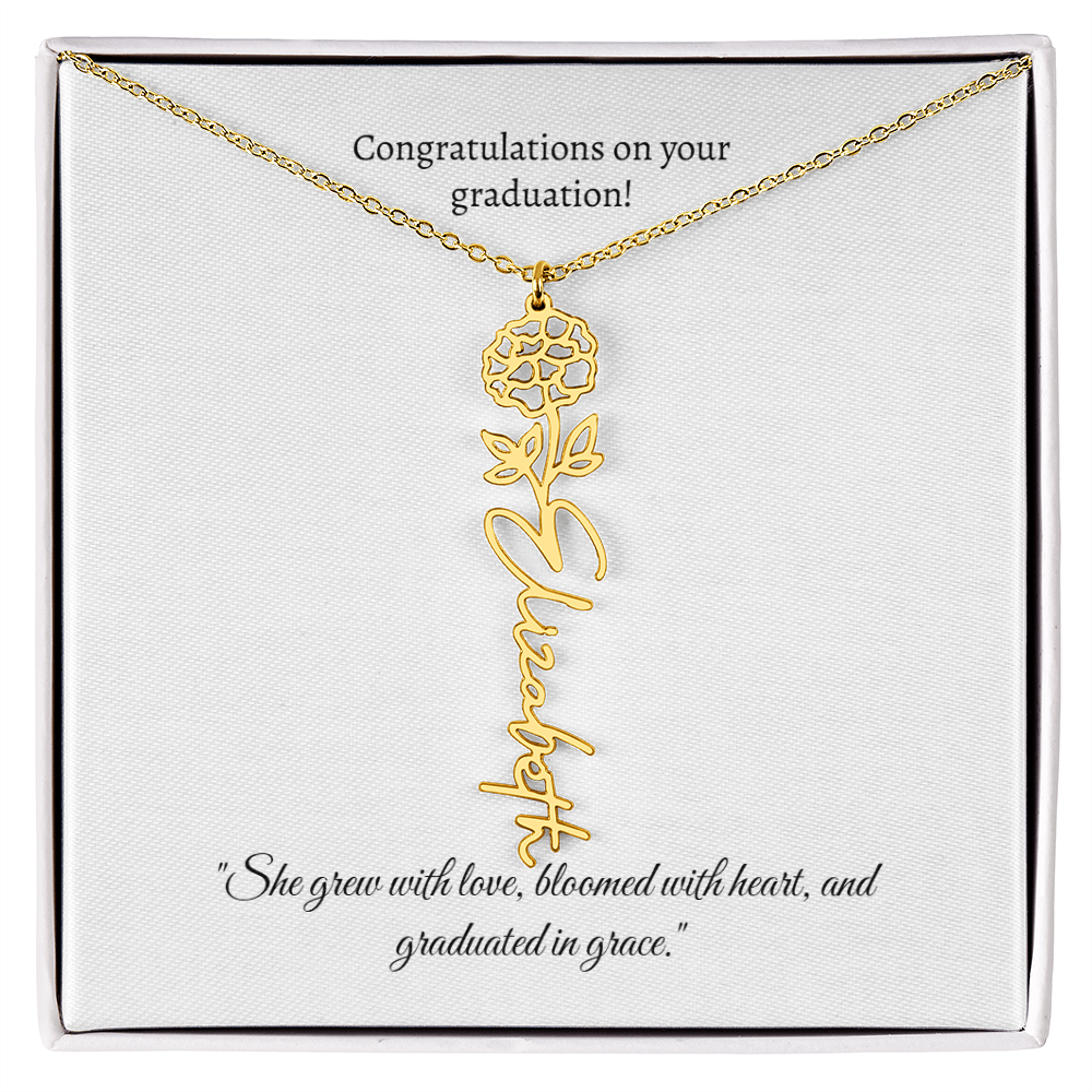 Graduation Personalized Flower Necklace.