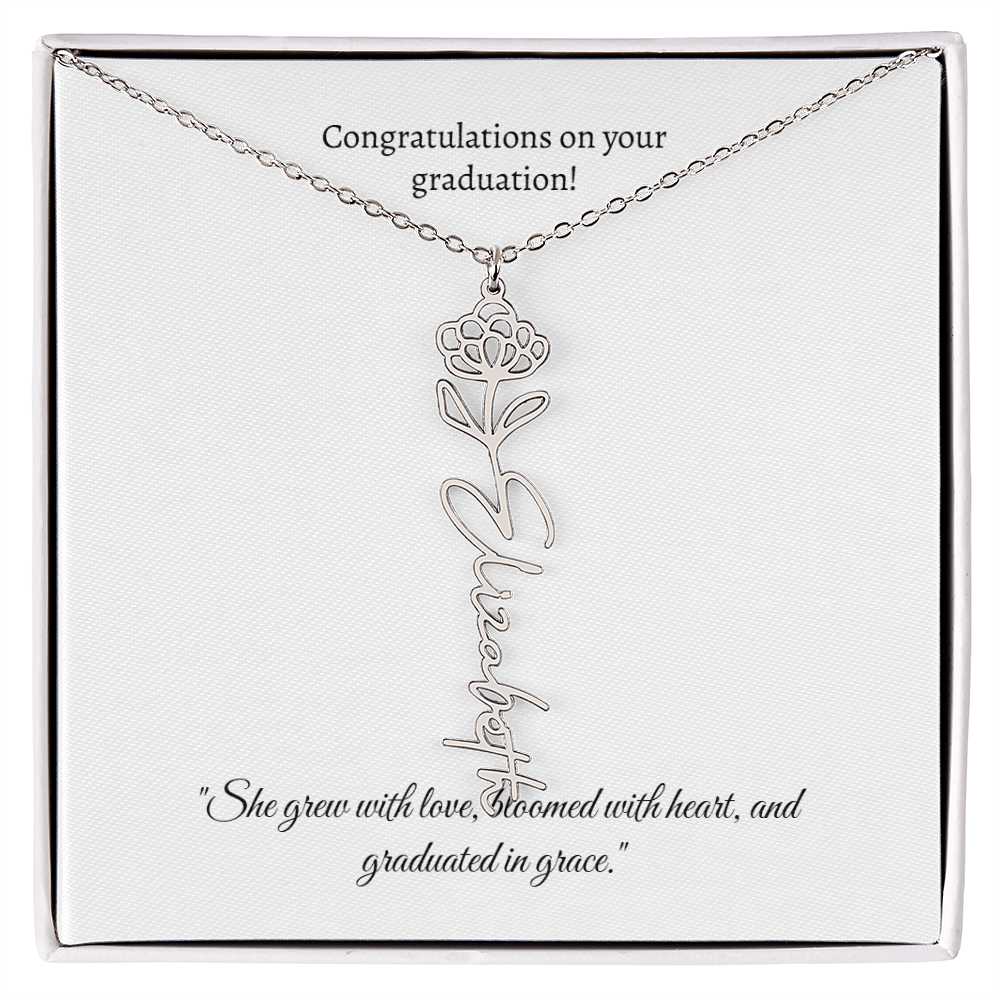 Graduation Personalized Flower Necklace.