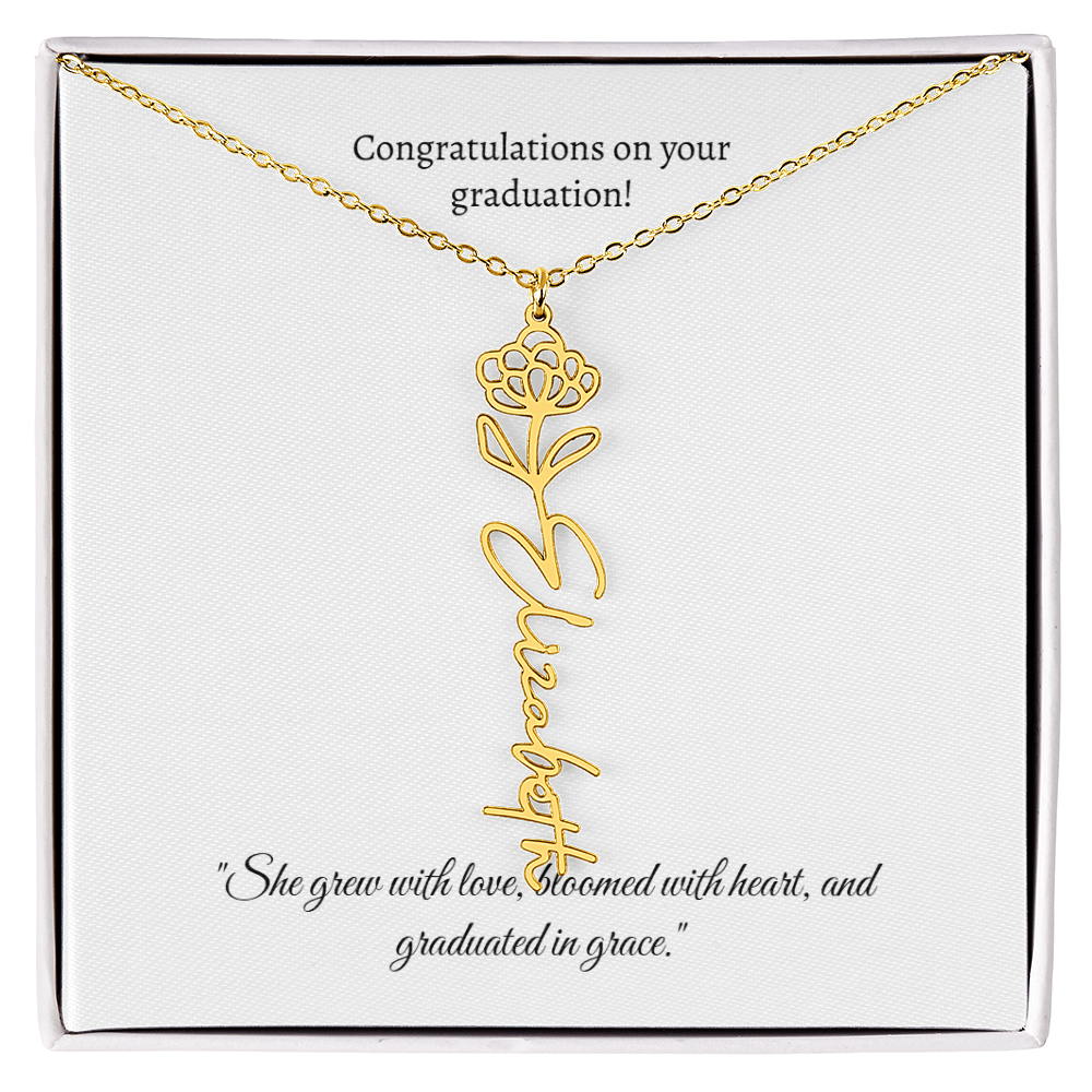 Graduation Personalized Flower Necklace.