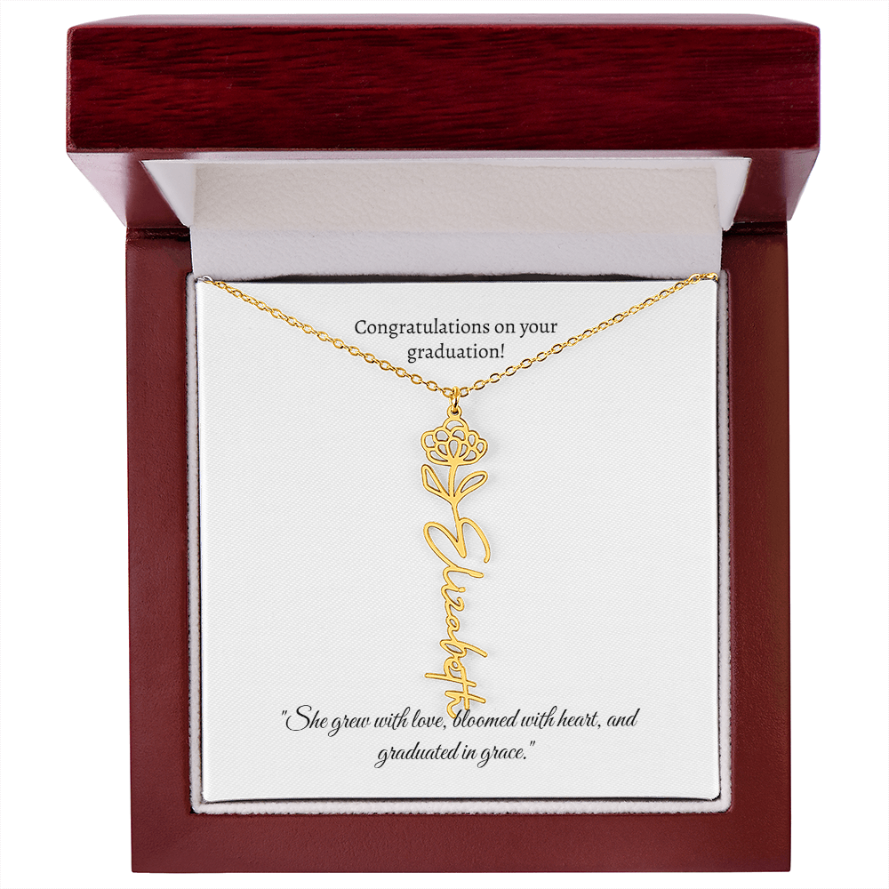 Graduation Personalized Flower Necklace.