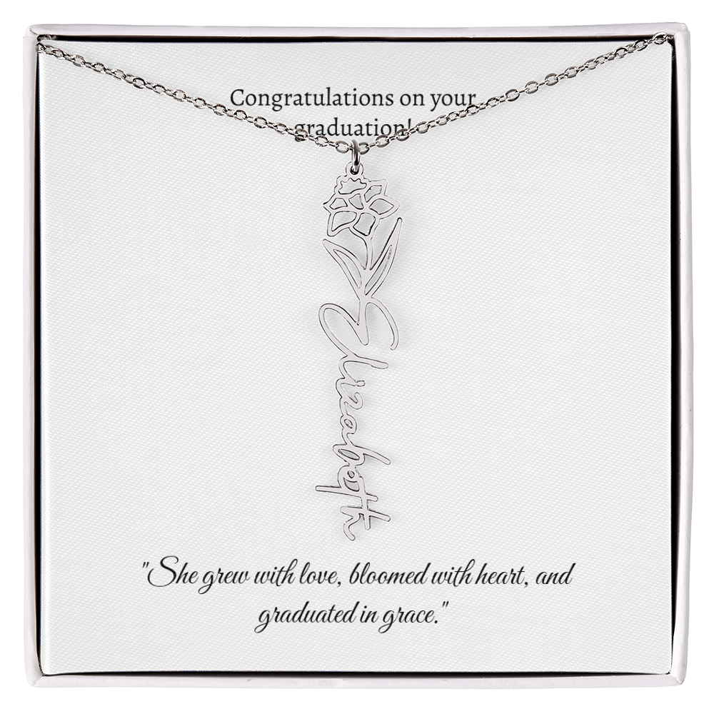 Graduation Personalized Flower Necklace.