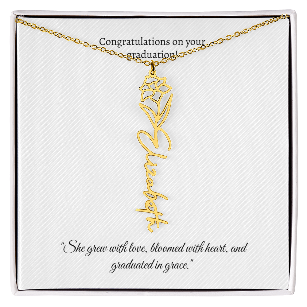Graduation Personalized Flower Necklace.