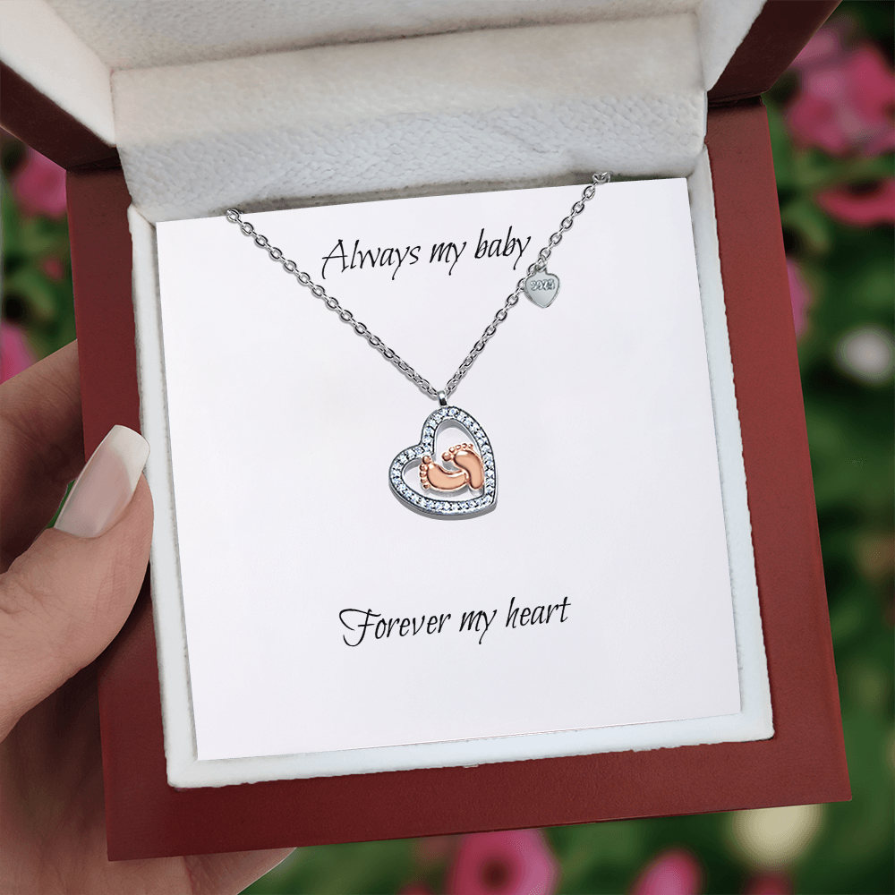Mom and Baby Heart Necklace