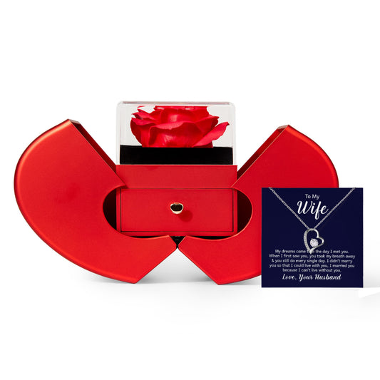 Wife Forever Love Necklace and Heart Box set
