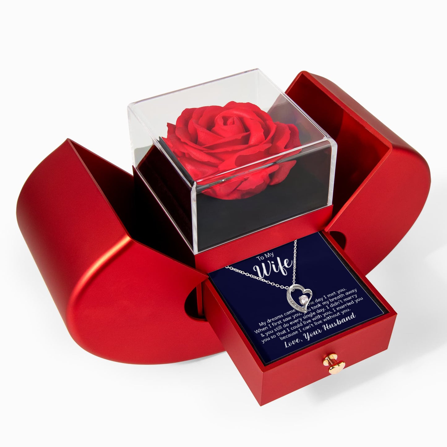 Wife Forever Love Necklace and Heart Box set