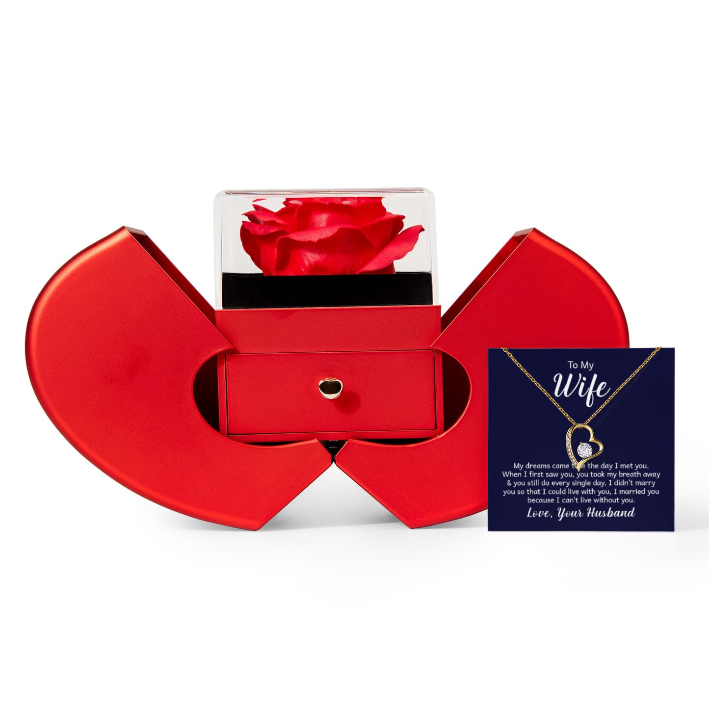 Wife Forever Love Necklace and Heart Box set