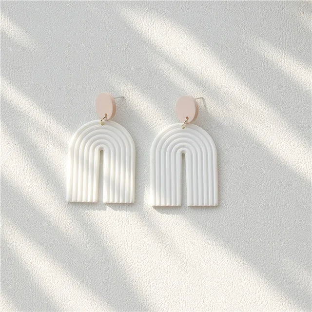 Ceramic Clay Long Dangle Drop Earrings