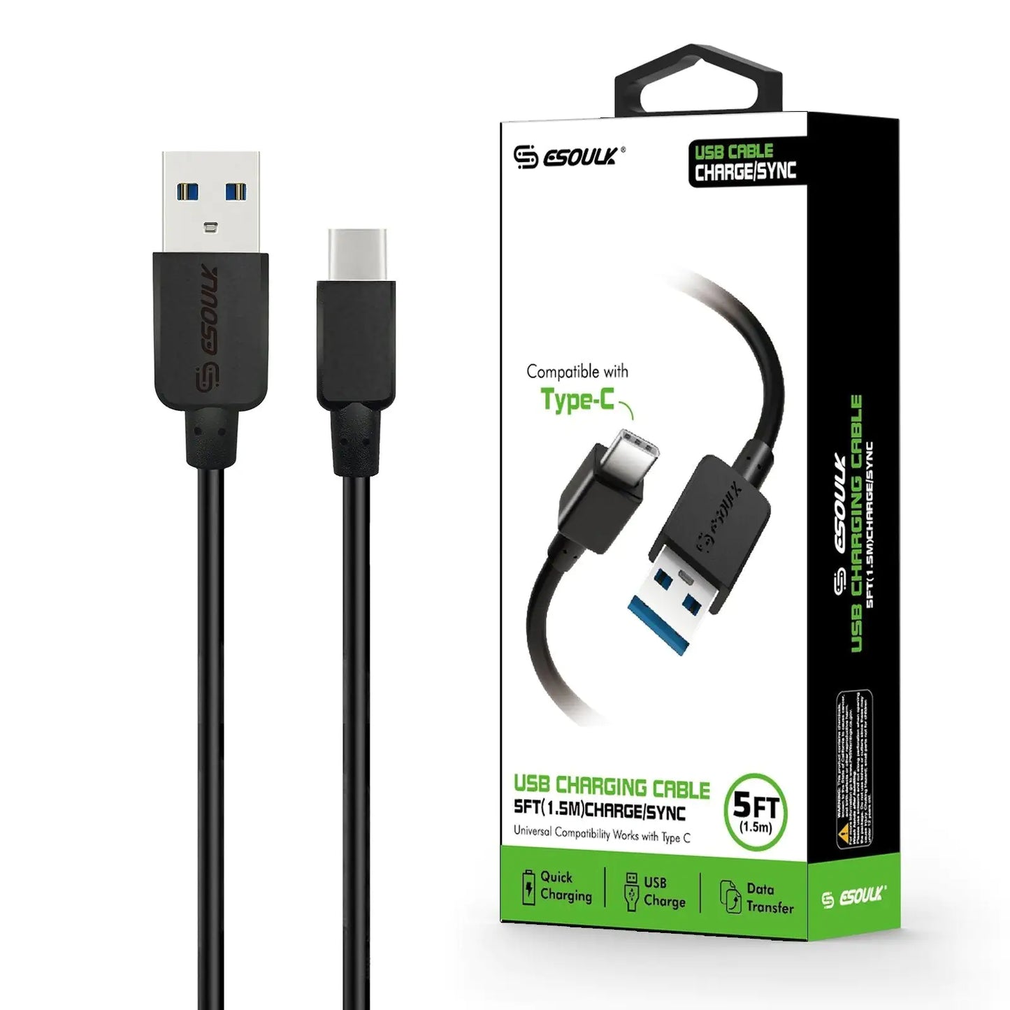 Esoulk 5ft Faster Speed Charging Cable Type-C