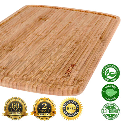 Extra Large Wood Cutting Board 18x12 inch - Butcher Block with Juice Groove, Serving Tray - Wooden Chopping Board for Kitchen