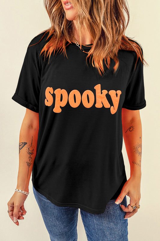 SPOOKY Round Neck Short Sleeve T-Shirt