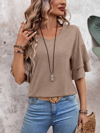 V-Neck Half Sleeve Blouse