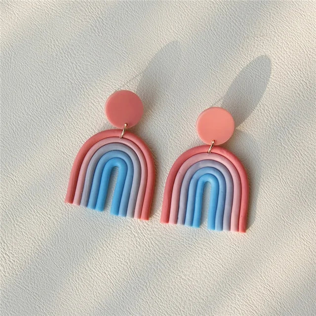 Ceramic Clay Long Dangle Drop Earrings