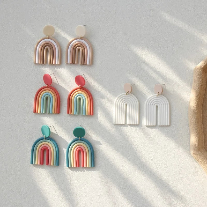 Ceramic Clay Long Dangle Drop Earrings