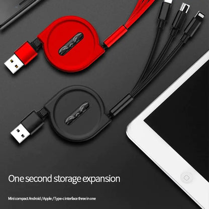 3 in 1 Retractable Charging Cable Fast Charger Cord Adapter