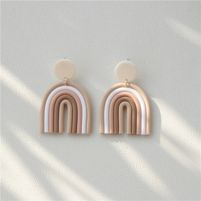Ceramic Clay Long Dangle Drop Earrings