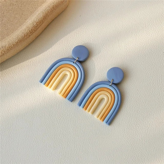 Ceramic Clay Long Dangle Drop Earrings